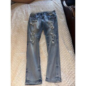 Grindhouse Jeans Mens Sz 36x32 Distressed Destroyed Skinny Slim Denim